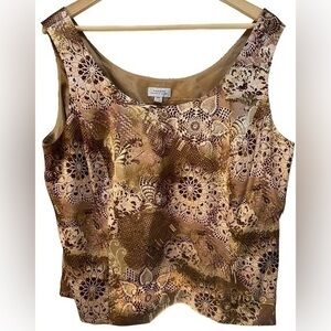 Tahari Arthur S Levine brown business career sleeveless top 16w NEW